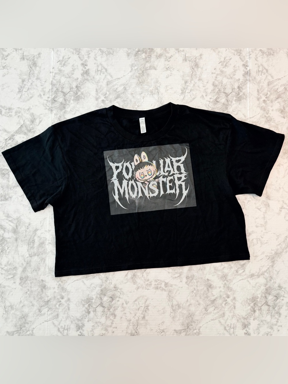 Popular Monster Black Graphic Crop Tee